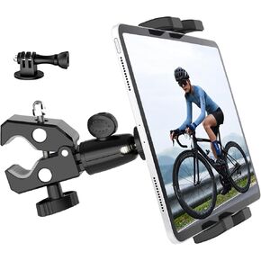 Bike Tablet Holder, Metal Motorcycle Tablet Mount, Anti Shake Handlebar Clamp for iPad Pro 12.9/11/ Air/Mini, Galaxy Tabs, Z Fold, iPhone, Fits 4-13" Tablets, 1/4'' Screw adapter for Camera