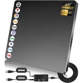 2024 Upgraded TV Antenna Up 1000+ Miles, Antenna Tv Digital HD Indoor Outdoor Digital Antenna for All TV Support 4K 1080P HD Powerful TV Antenna with Amplifier Signal Booster & Thick Coax Cable