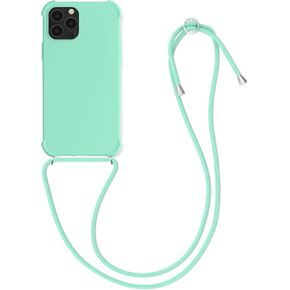 kwmobile Crossbody Case Compatible with Apple iPhone 12 Pro Max Case - TPU Silicone Cover with Strap - Dark Blue