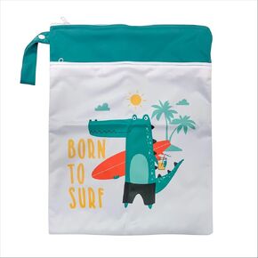 Chippi & Co Wet Bag For Swimsuit And Towels, Wet Dry Bag For Baby, Kid, Dirty Clothes Travel Bag, Storage For Diaper, Clothes, Bikini, Gym, Beach, Pool - Reusable & Waterproof (Pack 1, Dinosaur)