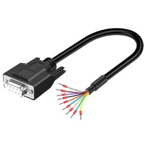 DB9 Male Solderless Breakout Connector with 5Ft 26AWG Replacement Cable, Plastic Shell RS232 D-SUB Serial to 9-Pin Port Terminal Male Adapter Connector Breakout Board