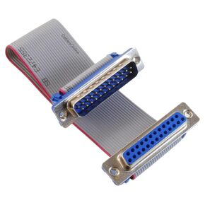CablesOnline, 12 Inches DB25 Male to DB25 Female 25-Conductor 28awg Straight-Through RS232, Parallel, SCSI Flat Ribbon Extension Cable, S-5F01F