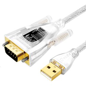 DTECH USB إلى محول تسلسلي يتميز بـ FTDI Chip DB9 9 Pin RS232 إلى USB Cable FT231 Chipset متوافق مع Windows 11 10 8 7 XP Mac OS Linux RS-232 كشف أضواء البيانات