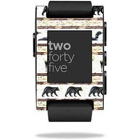 MightySkins Skin Compatible with Pebble Smart Watch – Lodge Stripes | Protective, Durable, and Unique Vinyl Decal wrap Cover | Easy to Apply, Remove, and Change Styles | Made in The USA