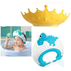 2 Pack Shower Cap Shield for Kids, Adjustable Baby Hair Washing Shield, Visor Hat for Eye and Ear Protection for 1-5 Years Old Children, Shampoo Cap Protect Baby Eyes