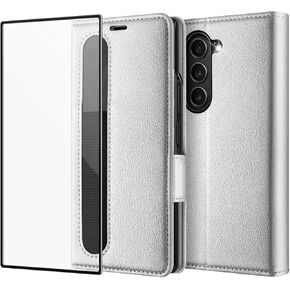 OCASE متوافق مع حافظة محفظة Samsung Galaxy Z Fold6 مع حامل قلم S، حافظة قلاب من جلد البولي يوريثان، فتحات للبطاقات، حجب RFID، مسند، غطاء هاتف لهاتف Galaxy Z Fold 6 2024-أسود