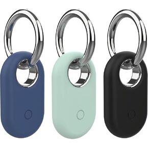 Compatible with SAMSUNG Galaxy SmartTag2 Rugged Case, 3 Pcs Soft Silicone All-Round Protection Against Scratch and Drop Protective Cover with Keychain, Suitable for Keys, Bags and Valuables
