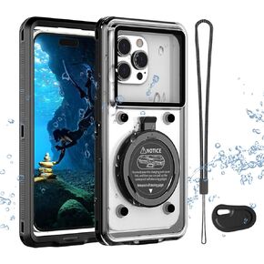 AuroiCYY Diving Waterproof Phone Case,Waterproof Self-Check Function,Universal Full Body Phone Pouch Dry Bag for iPhone 15/14/13/11/Galaxy S24/Motorola/Google/Xiaomi,Snorkeling,Kayaking (Black)