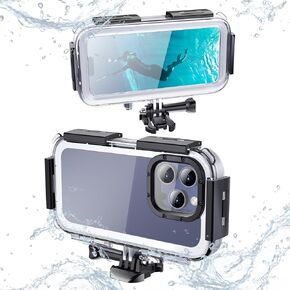 Waterproof Phone Case for iPhone 14 Pro/15 Pro, Underwater Snorkeling Diving Phone Case, Outdoor Extreme Sports Travel Essentials Shockproof Anti-Dust Phone Case Clear