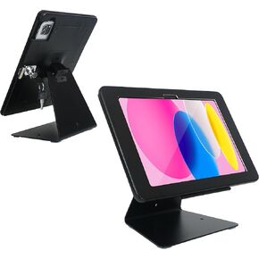 Desktop Anti-Theft Security Kiosk Stand Holder Enclosure for 2022 iPad 10.9" 10th Gen.,with Lock and Key,Flip &360°Rotating Horizontal or Vertical Design(Black)