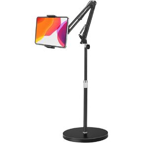 Tablet Floor Stand, Overhead Bed Phone Stand Angle/Height Adjustable &12 lb Super Stable Base, iPad Floor Stand Compatible with iPhone,iPad Pro 12.9, Air, Galaxy Tab, Kindle, Phones (4.5''-13'')