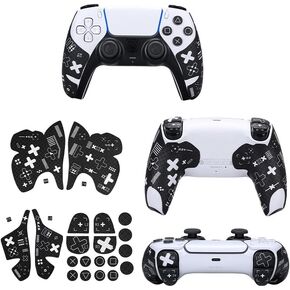 Controller Performance Grips compatible PlayStation 5 DualSense Controller,PS5 Anti-slip stickers tape,Sweat-Absorbent Cover Skin,Black Print