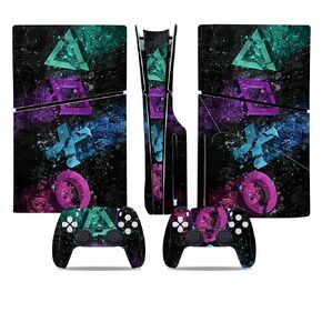 Skin Sticker Compatible with PS5 Console Disc Edition, PS5 Skin Accessories Kit with PS5 Controllers Sticker, Sturdy, Scratch Resistant PM-2 (F/PS5 Disc)