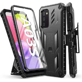 SOiOS for Samsung Galaxy A03s Case: Military Grade Drop Proof Protection Cell Phone Holster Cover | Heavy Duty Protective Rugged Cases with Kickstand | Durable Matte Textured Shockproof TPU Protector