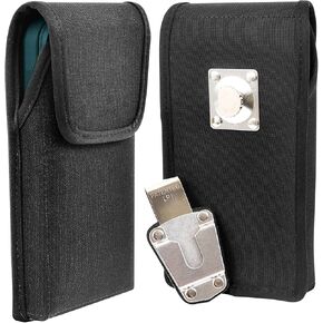 Turtleback Premium Nylon Phone Holster for iPhone 14/14 Pro, 13/13 Pro, 12/12 Pro, Large – Black Phone Belt Holder Fits Bulky Cases – Phone Holster with Exclusive Metal Belt Clip
