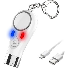 FUVISION Personal Alarm for Women,Self-Defense Keychain with Red and Blue Warming LED Lights, Kids,Adults and Sensoirs,135DB Safety Siren Keychain, Strobe Flashligh,SOS Siren Emergency Button(Black)