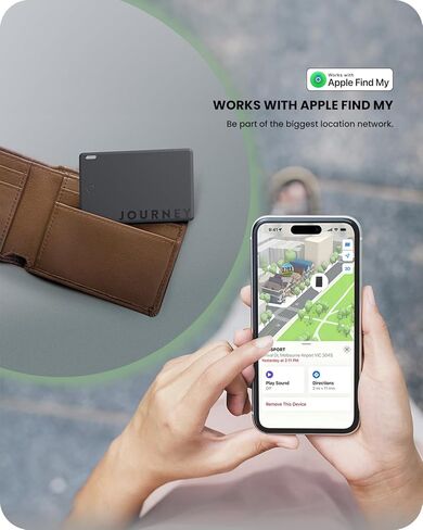 بطاقة JOURNEY LOC8 Finder - محدد موقع المحفظة الآمن مع عمر بطارية طويل وتتبع مسموع، تصميم منفصل مضاد للسرقة، هيكل رفيع بشكل ملحوظ، يعمل مع تطبيق Find My من Apple. in Kuwait