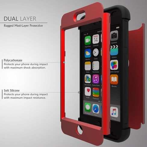 حافظة iPod Touch 5، حافظة iPod Touch 6، حافظة حماية عالية التحمل على شكل فيل جميل لجهاز Apple iPod touch 5 الجيل السادس، أحمر/أسود in Saudi Arabia
