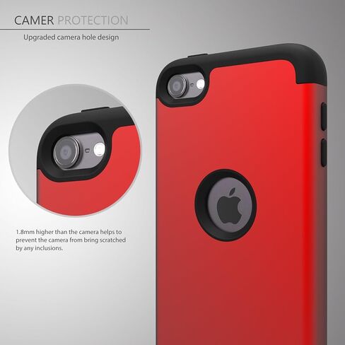 حافظة iPod Touch 5، حافظة iPod Touch 6، حافظة حماية عالية التحمل على شكل فيل جميل لجهاز Apple iPod touch 5 الجيل السادس، أحمر/أسود in Saudi Arabia