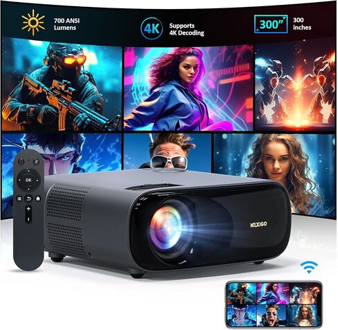 NexiGo PJ40 (Gen 3) Projector with WiFi and Bluetooth, D65 Calibrated, Native 1080P, 4K Supported, Projector for Outdoor Movies, 20W Speakers, Home Theater, Compatible w/TV Stick,iOS,Android (Renewed) in Saudi Arabia