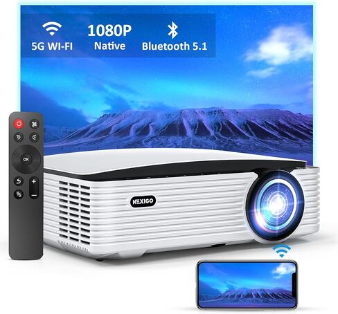 NexiGo PJ40 (Gen 3) Projector with WiFi and Bluetooth, D65 Calibrated, Native 1080P, 4K Supported, Projector for Outdoor Movies, 20W Speakers, Home Theater, Compatible w/TV Stick,iOS,Android (Renewed) in Saudi Arabia