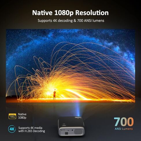 NexiGo PJ40 (Gen 3) Projector with WiFi and Bluetooth, D65 Calibrated, Native 1080P, 4K Supported, Projector for Outdoor Movies, 20W Speakers, Home Theater, Compatible w/TV Stick,iOS,Android (Renewed) in Saudi Arabia
