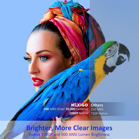 NexiGo PJ40 (Gen 3) Projector with WiFi and Bluetooth, D65 Calibrated, Native 1080P, 4K Supported, Projector for Outdoor Movies, 20W Speakers, Home Theater, Compatible w/TV Stick,iOS,Android (Renewed) in Saudi Arabia