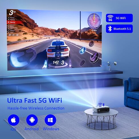 NexiGo PJ40 (Gen 3) Projector with WiFi and Bluetooth, D65 Calibrated, Native 1080P, 4K Supported, Projector for Outdoor Movies, 20W Speakers, Home Theater, Compatible w/TV Stick,iOS,Android (Renewed) in Saudi Arabia