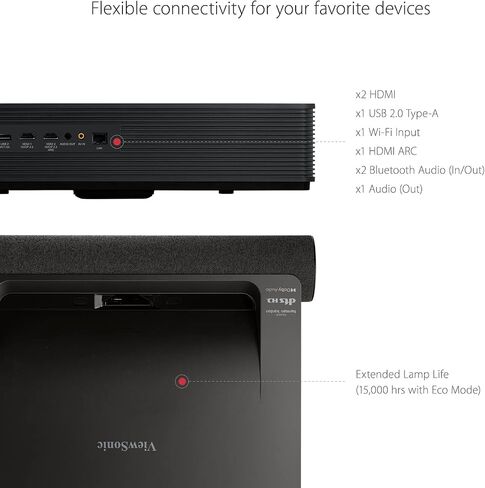 ViewSonic X2000B-4K Ultra Short Throw 4K UHD Laser Projector with 2000 Lumens, Wi-Fi Connectivity, Cinematic Colors, Dolby and DTS Soundtracks Support for Home Theater in Saudi Arabia