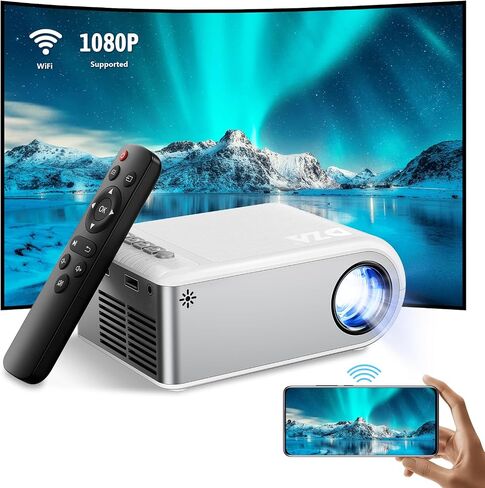 جهاز عرض WiFi صغير لجهاز iPhone، جهاز عرض محمول خارجي يدعم 1080P مع مزامنة شاشة الهاتف الذكي، جهاز عرض أفلام للمسرح المنزلي متوافق مع iOS/Android/PC/TV Stick، وHDMI/USB in Saudi Arabia
