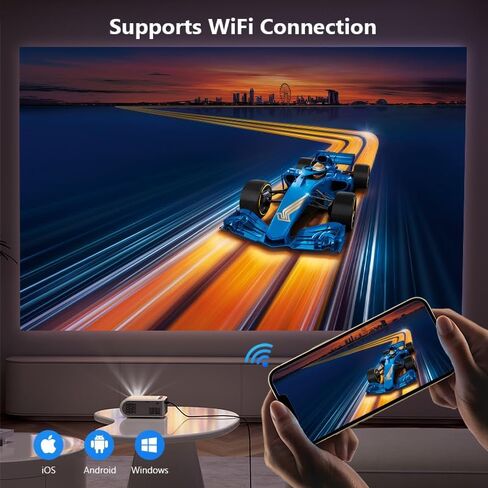 جهاز عرض WiFi صغير لجهاز iPhone، جهاز عرض محمول خارجي يدعم 1080P مع مزامنة شاشة الهاتف الذكي، جهاز عرض أفلام للمسرح المنزلي متوافق مع iOS/Android/PC/TV Stick، وHDMI/USB in Saudi Arabia