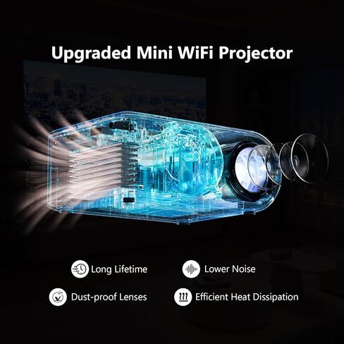 جهاز عرض WiFi صغير لجهاز iPhone، جهاز عرض محمول خارجي يدعم 1080P مع مزامنة شاشة الهاتف الذكي، جهاز عرض أفلام للمسرح المنزلي متوافق مع iOS/Android/PC/TV Stick، وHDMI/USB in Saudi Arabia