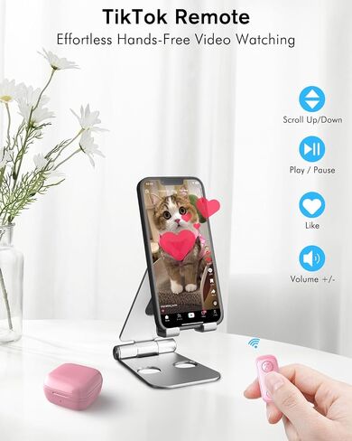 Remote Scrolling Ring for TikTok, Page Turner for Kindle App on iPad iPhone, Scroller Remote for TIK Tok, Camera Shutter Remote Control for iOS, Android - Matte Pink in Saudi Arabia