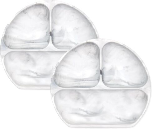 Bumkins Toddler and Baby Suction Plate, Silicone Divided Grip Dish for Babies and Kids, Baby Led Weaning, Children Feeding Supplies, Non Skid Sticky Bottom, Age 6 Mos Up, 2pk Clay in Saudi Arabia