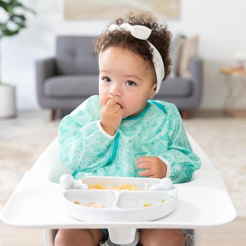 Bumkins Toddler and Baby Suction Plate, Silicone Divided Grip Dish for Babies and Kids, Baby Led Weaning, Children Feeding Supplies, Non Skid Sticky Bottom, Age 6 Mos Up, 2pk Clay in Saudi Arabia