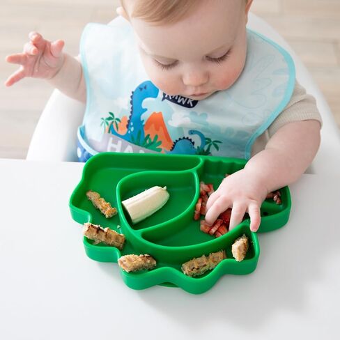 Bumkins Toddler and Baby Suction Plate, Silicone Divided Grip Dish for Babies and Kids, Baby Led Weaning, Children Feeding Supplies, Non Skid Sticky Bottom, Age 6 Mos Up, 2pk Clay in Saudi Arabia