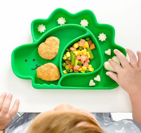 Bumkins Toddler and Baby Suction Plate, Silicone Divided Grip Dish for Babies and Kids, Baby Led Weaning, Children Feeding Supplies, Non Skid Sticky Bottom, Age 6 Mos Up, 2pk Clay in Saudi Arabia