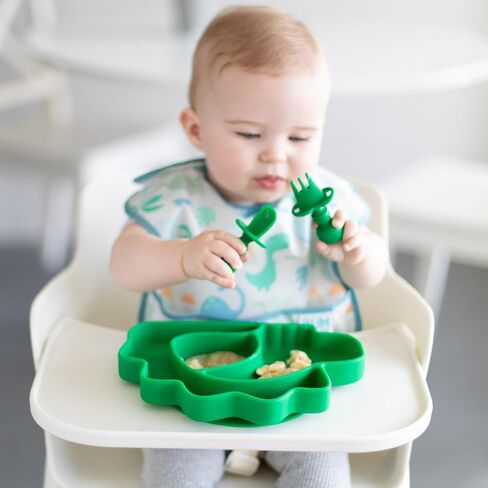 Bumkins Toddler and Baby Suction Plate, Silicone Divided Grip Dish for Babies and Kids, Baby Led Weaning, Children Feeding Supplies, Non Skid Sticky Bottom, Age 6 Mos Up, 2pk Clay in Saudi Arabia
