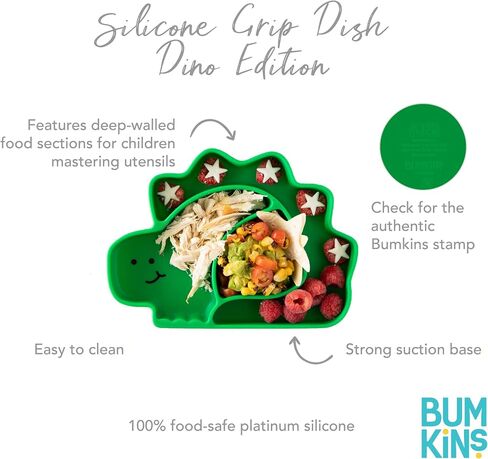 Bumkins Toddler and Baby Suction Plate, Silicone Divided Grip Dish for Babies and Kids, Baby Led Weaning, Children Feeding Supplies, Non Skid Sticky Bottom, Age 6 Mos Up, 2pk Clay in Saudi Arabia