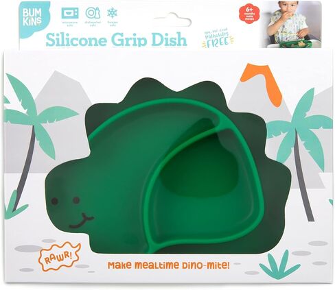 Bumkins Toddler and Baby Suction Plate, Silicone Divided Grip Dish for Babies and Kids, Baby Led Weaning, Children Feeding Supplies, Non Skid Sticky Bottom, Age 6 Mos Up, 2pk Clay in Saudi Arabia