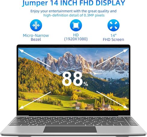 كمبيوتر محمول 14 بوصة، وحدة المعالجة المركزية سيليرون J4105 رباعية النواة، 256 جيجابايت SSD 12 جيجابايت رام، كمبيوتر خفيف الوزن مع شاشة FHD 1080P، 2.4G+5G WiFi، BT4.0، مكبرات صوت مزدوجة، بطارية 35.52WH، HDMI، أجهزة الكمبيوتر المحمولة Windows 11، 16:9، رما in Kuwait
