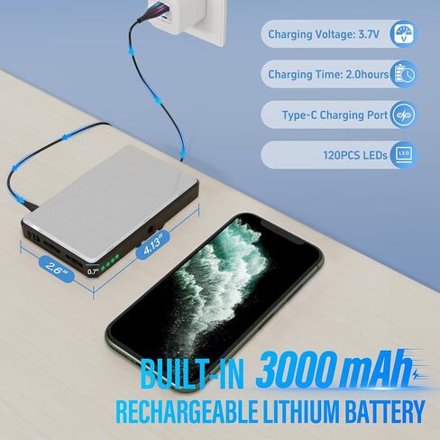 ضوء سيلفي للهاتف 120 مصباح LED للهاتف، ضوء فيديو قابل لإعادة الشحن 3000 مللي أمبير في الساعة، 3 أوضاع إضاءة تملأ الضوء للهاتف والكمبيوتر المحمول والكاميرا، CRI 95+ ضوء محمول قابل للتعتيم بشكل لا نهائي لصور السيلفي وتيك توك ومدونة الفيديو in Saudi Arabia