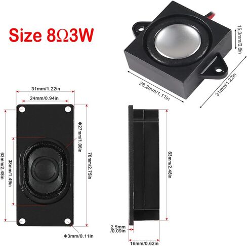 4pcs 1 Watt 8 Ohm Cavity Mini Speaker Full-Range Cavity Advertising Machine Small Speaker 3.3V 5V with JST-PH2.5mm-2 pin Interface for Arduino Small DIY Electronic Projects in Saudi Arabia