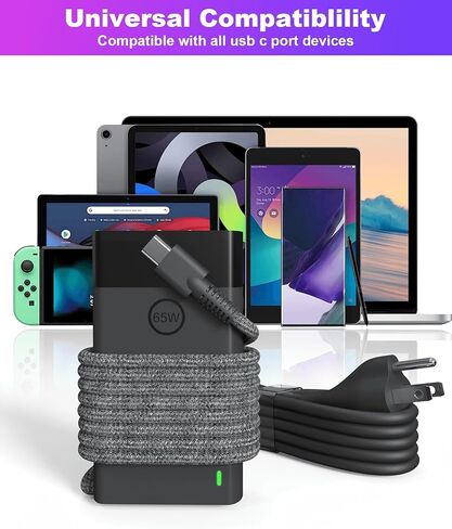 شاحن كمبيوتر محمول 65 وات USB C لـ HP Spectre X360، Envy X360، EliteBook X360، Chromebook، Elite X2، شاحن HP Spectre/EliteBook/Envy/ZBook/Chromebook لمحول طاقة HP USB-C للشحن السريع من النوع C in Kuwait