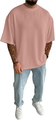 Verdusa Men's Drop Shoulder Oversized T Shirts Casual Half Sleeve Loose Tee Top in Saudi Arabia