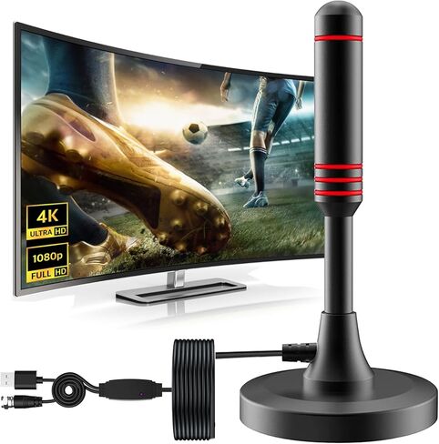 Digital TV Antenna for Smart Tv, 2024 Newest Digital HDTV Antenna Indoor Outdoor with Strong Magnetic Base, 360° Reception Antenna Tv Digital HD Indoor, Support 4K 1080p for Free Local Channels in Kuwait