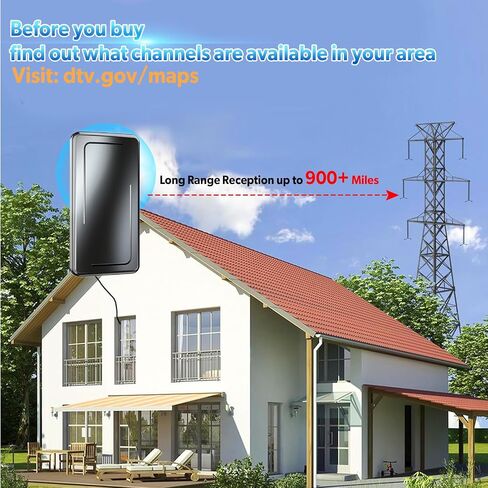 900+ Miles Range TV Antenna, Digital TV Antenna Indoor for Smart TV and Old TVs, Portable HD Antenna Indoor Outdoor with Amplifier and Signal Booster, Support 4K 1080p - 30ft Coax Cable in Saudi Arabia