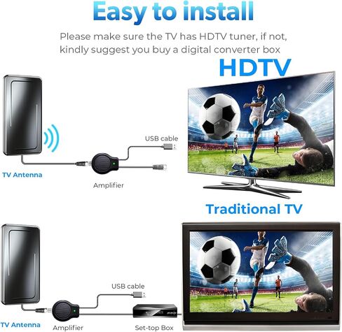 900+ Miles Range TV Antenna, Digital TV Antenna Indoor for Smart TV and Old TVs, Portable HD Antenna Indoor Outdoor with Amplifier and Signal Booster, Support 4K 1080p - 30ft Coax Cable in Saudi Arabia