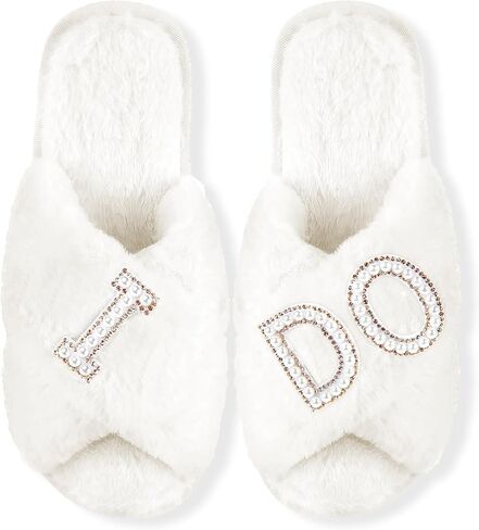 Tkifoda Bride Slippers I Do Slippers for Wedding Day Bridal Slippers Wedding Slippers White Wedding Shoes for Brides in Saudi Arabia