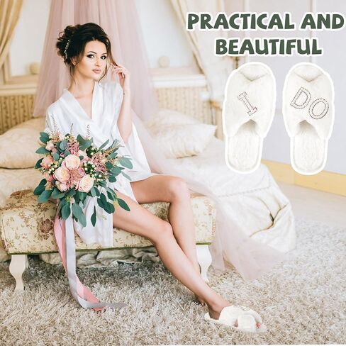 Tkifoda Bride Slippers I Do Slippers for Wedding Day Bridal Slippers Wedding Slippers White Wedding Shoes for Brides in Saudi Arabia